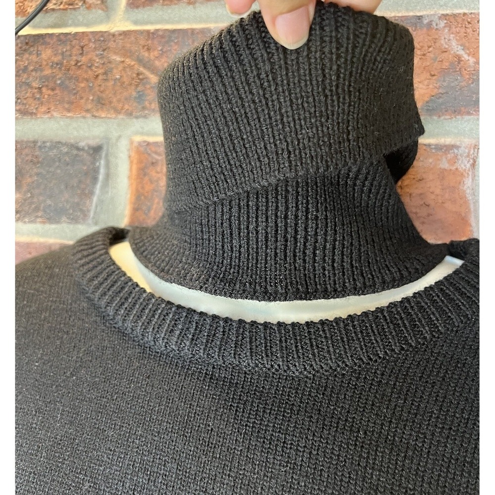 Revolve One Grey Day Detached Neck Wool Turtleneck Sweater Black XS